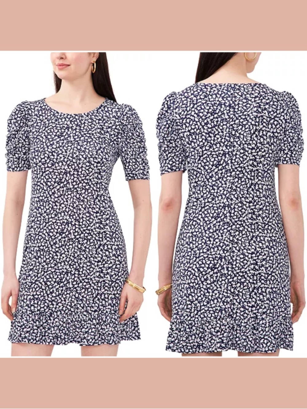 MSK Petite Blue Floral Puff Sleeve Mini Dress 🤍🌿 - Picture 8 of 8
